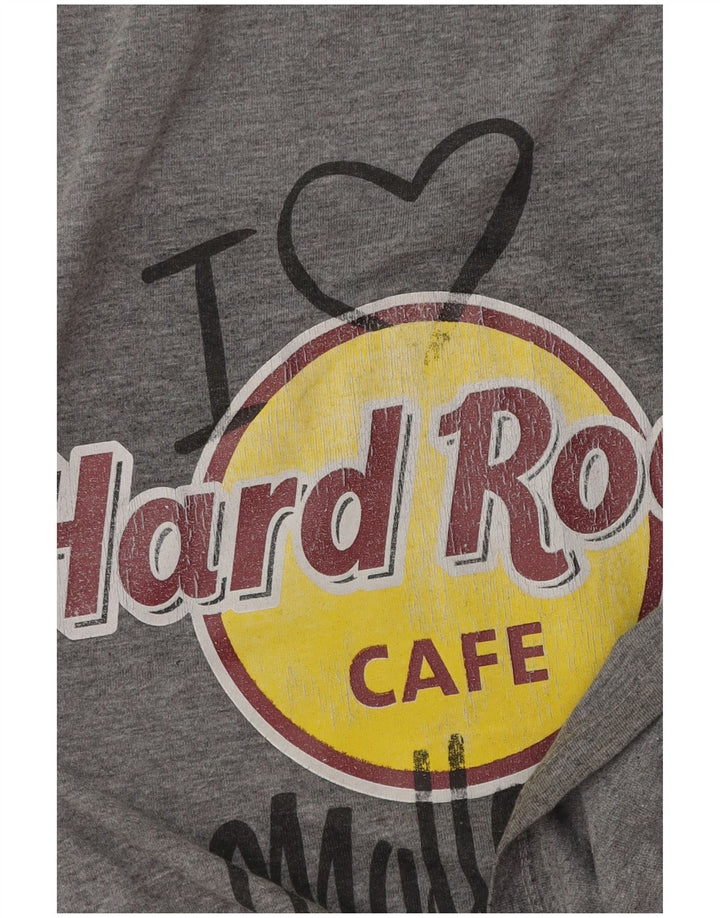 Camiseta feminina Hard Rock Cafe Mallorca com estampa gráfica UK 14 cinza médio