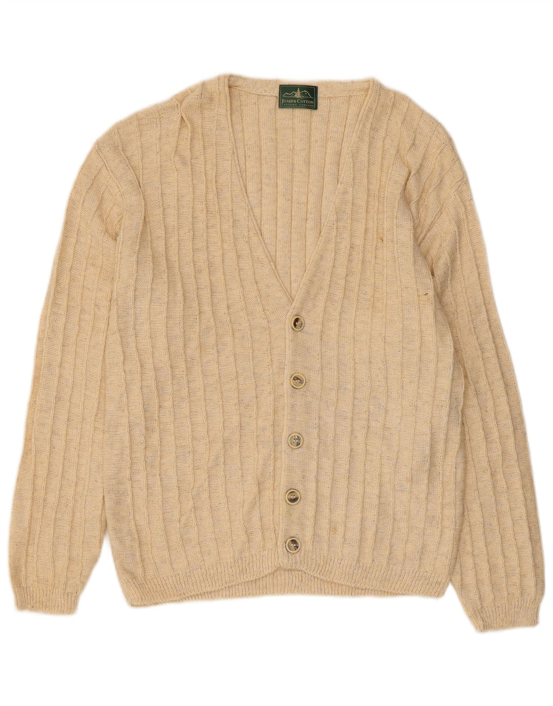 Suéter cardigã masculino vintage algodão bege médio