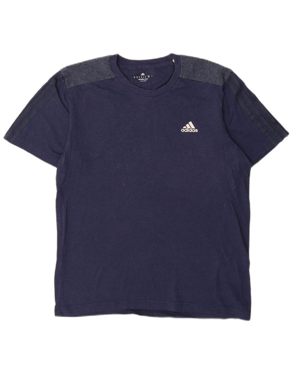 Adidas Mens Climalite Camiseta Top Médio Algodão Azul Marinho