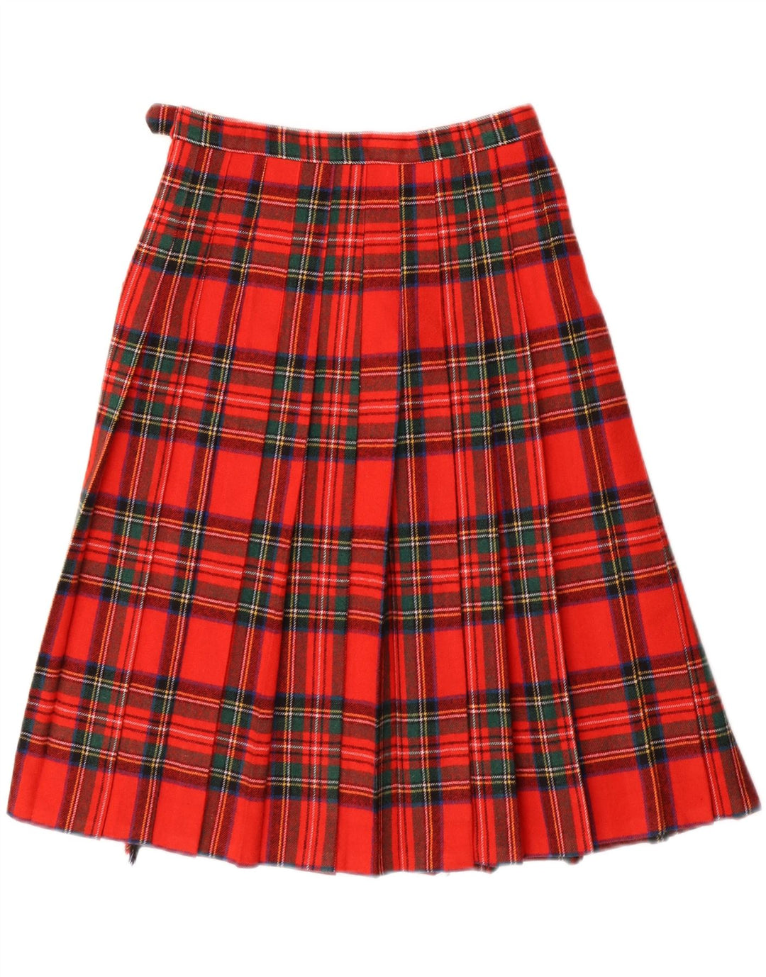 Saia plissada feminina vintage W26 pequena xadrez vermelha
