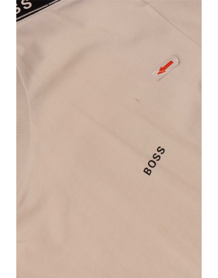 Camiseta gráfica masculina Hugo Boss Top médio branco algodão colorblock