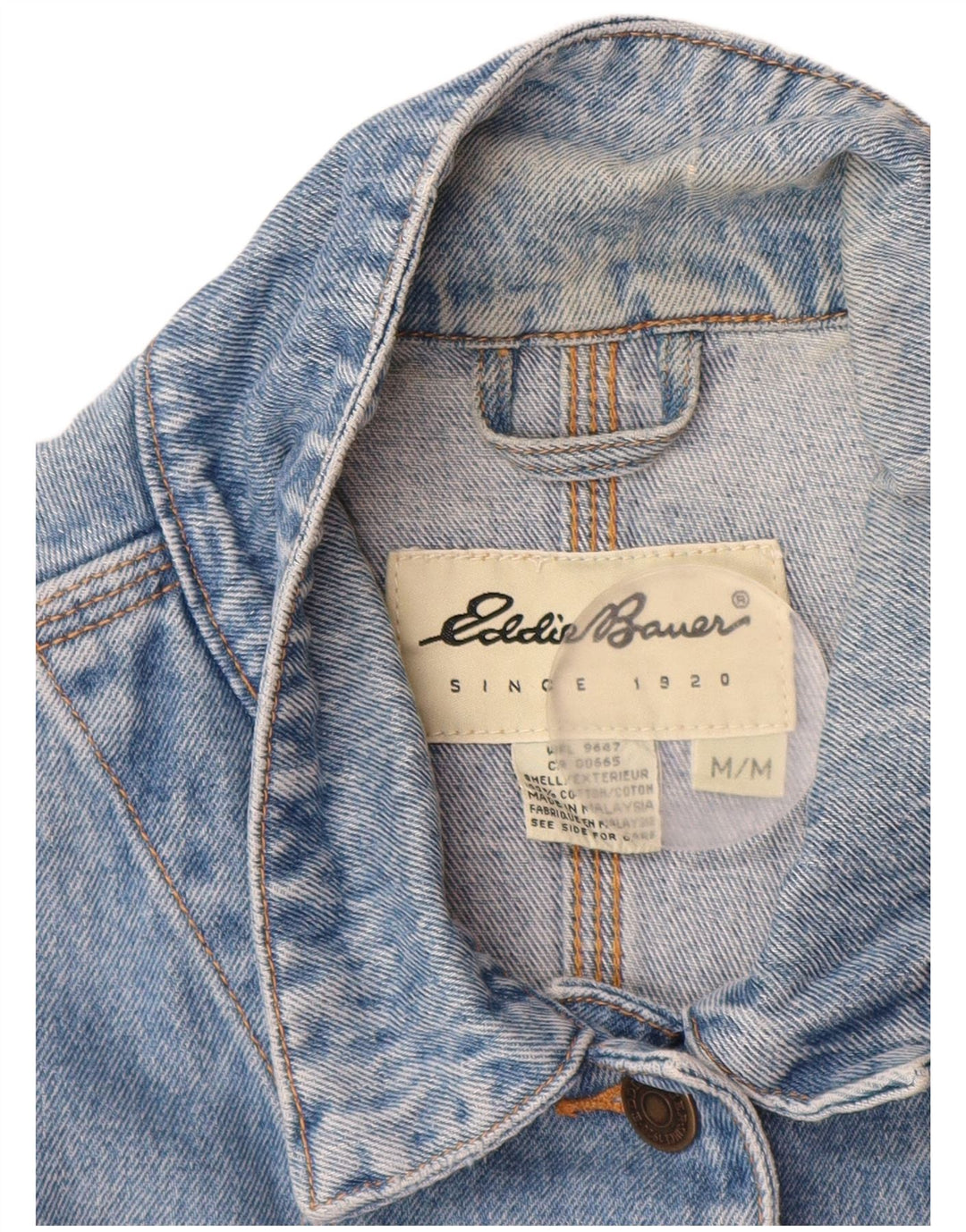 Jaqueta jeans feminina EDDIE BAUER de grandes dimensões Reino Unido 14 algodão azul médio