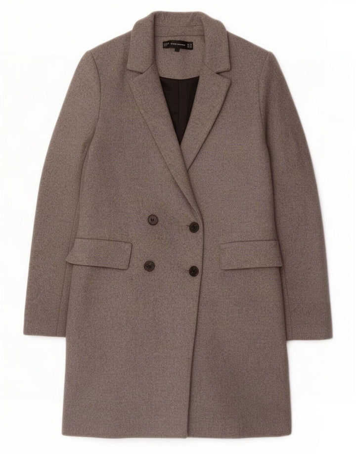 Casaco feminino oversized duplo breasted Zara Reino Unido 6 XS cinza