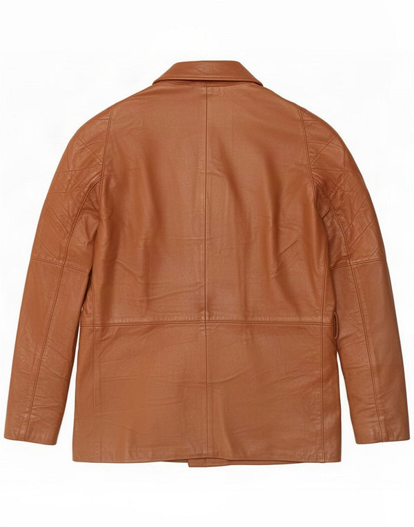 Jaqueta de couro masculina vintage IT 50 grande marrom