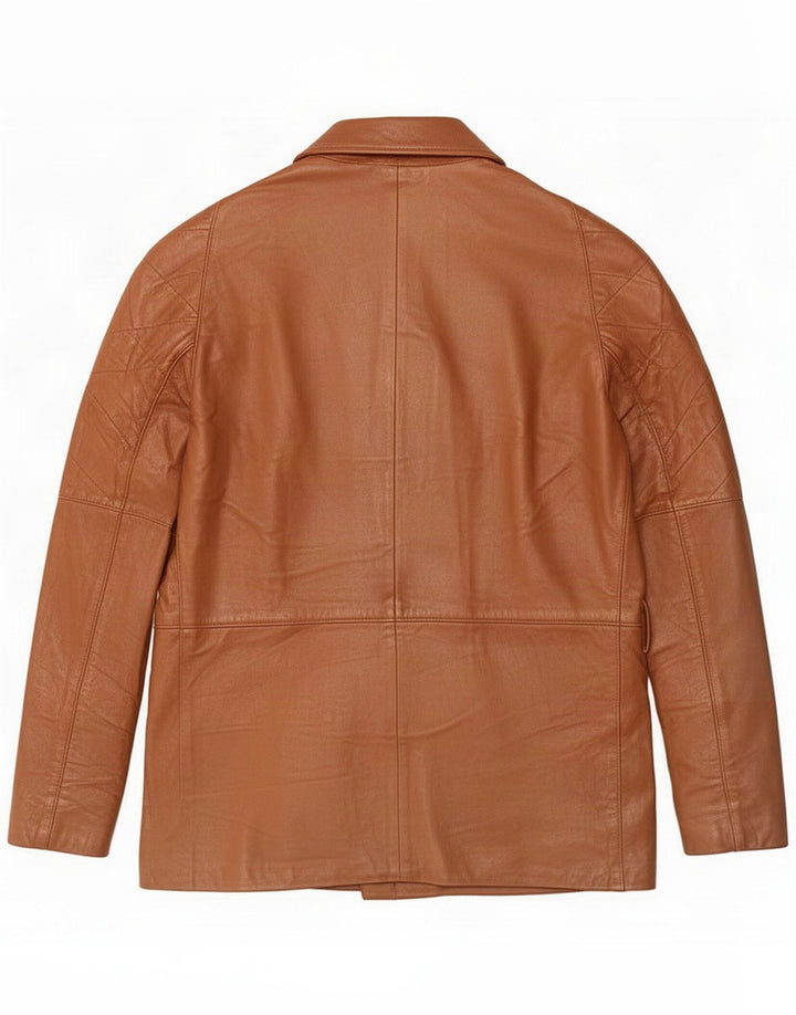 Jaqueta de couro masculina vintage IT 50 grande marrom