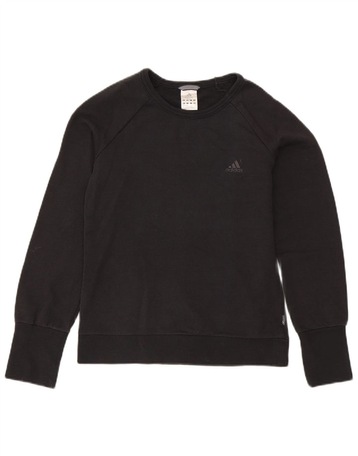Adidas Womens Sweatshirt Jumper UK 12 Médio Azul Marinho Algodão