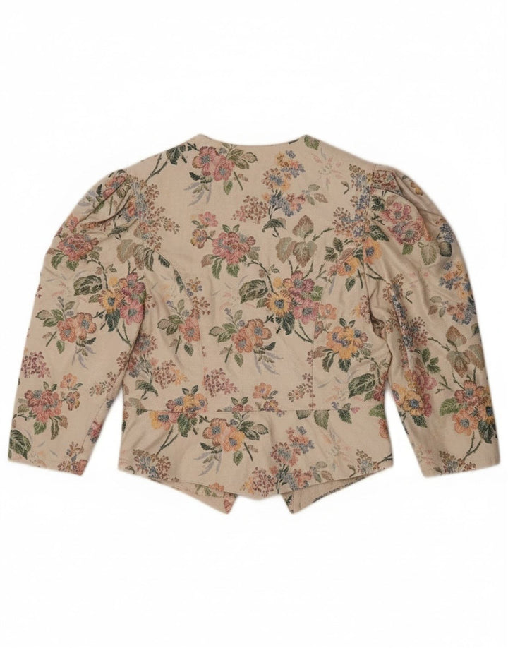 Jaqueta blazer feminina Eger manga 3/4 1 botão IT 42 médio bege floral