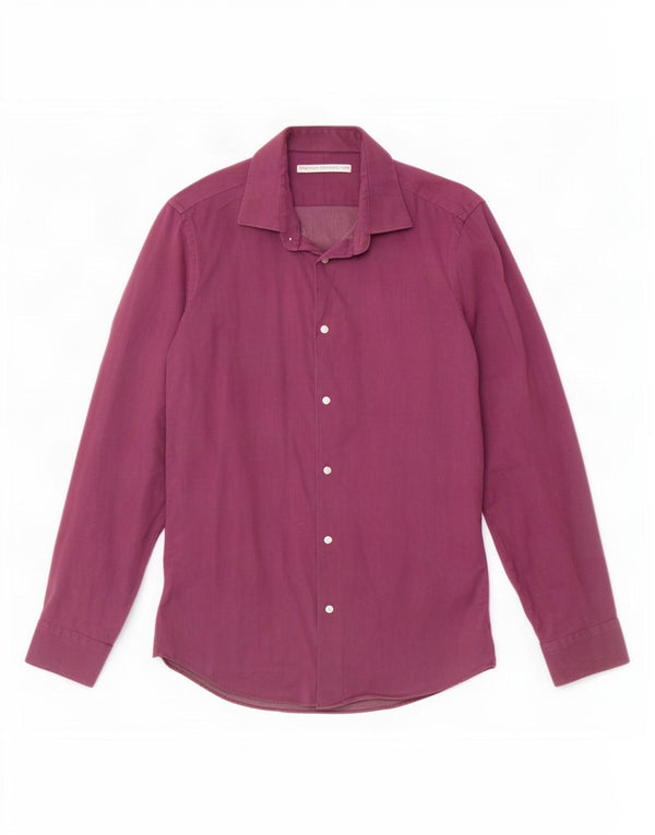 Camisa masculina French Connection tamanho 15 algodão manchado roxo médio