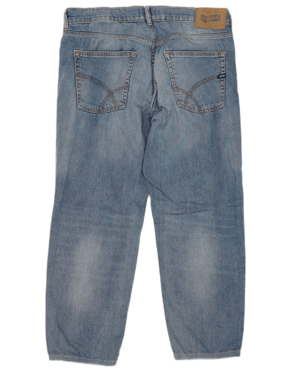 Gas Mens Jeans Cropped W33 L26 Azul Algodão