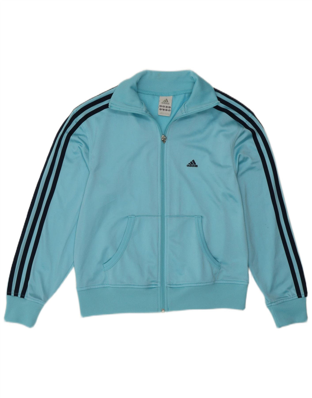 Adidas Womens Tracksuit Top Jacket UK 12 Médio Turquesa Poliéster