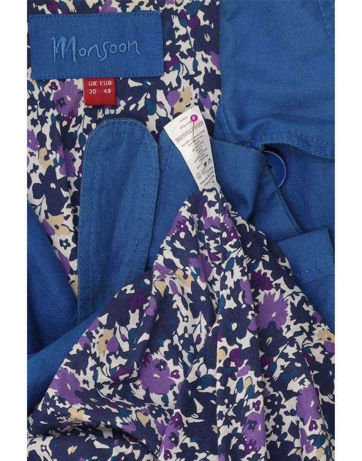 Trench Coat feminino Monsoon UK 20 2XL linho azul