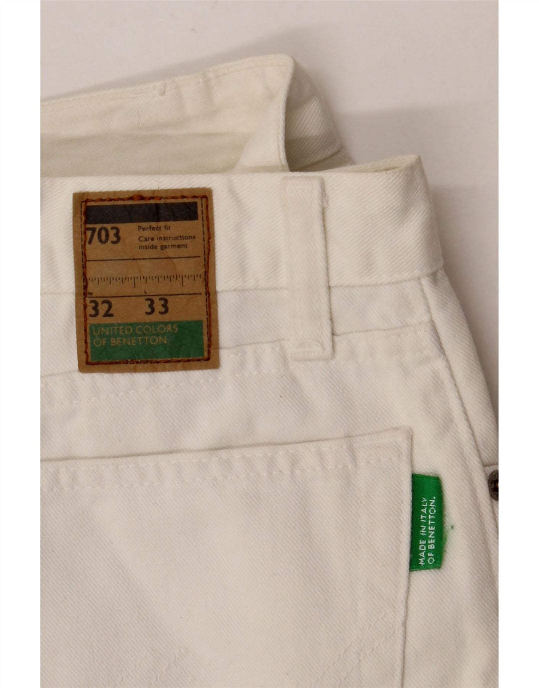 Calça jeans feminina BENETTON W32 L30 algodão branco