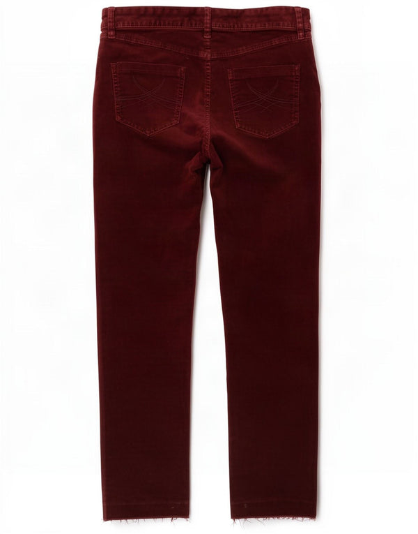 Calça feminina de veludo Marks & Spencer Reino Unido 12 médio W30 L26 Borgonha