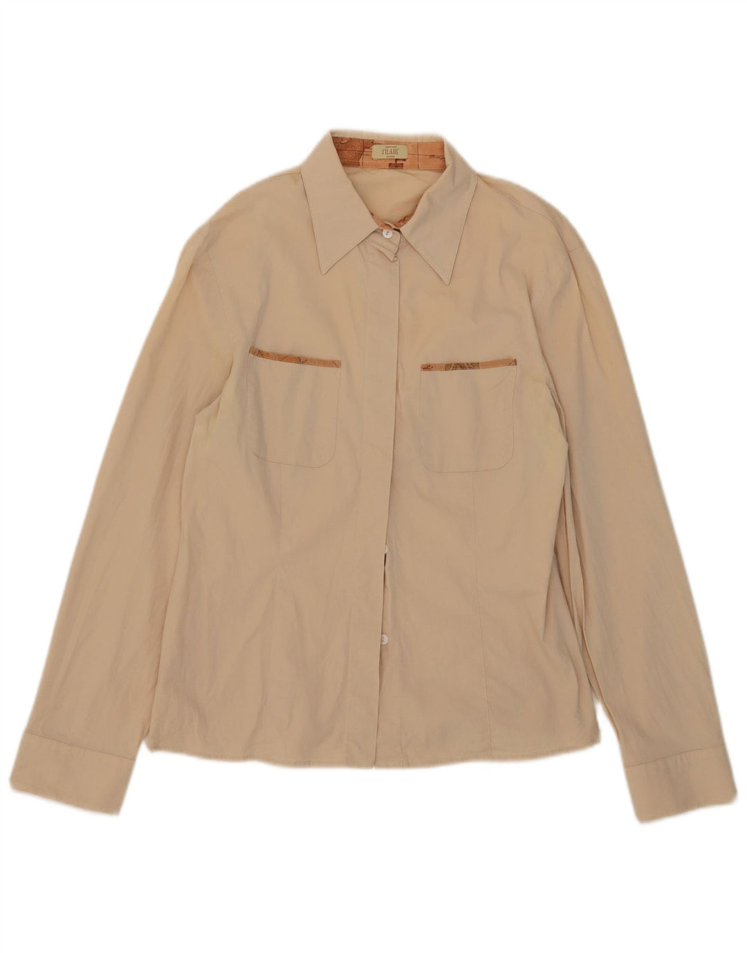 Camisa feminina ALVIERO MARTINI UK 16 grande algodão bege