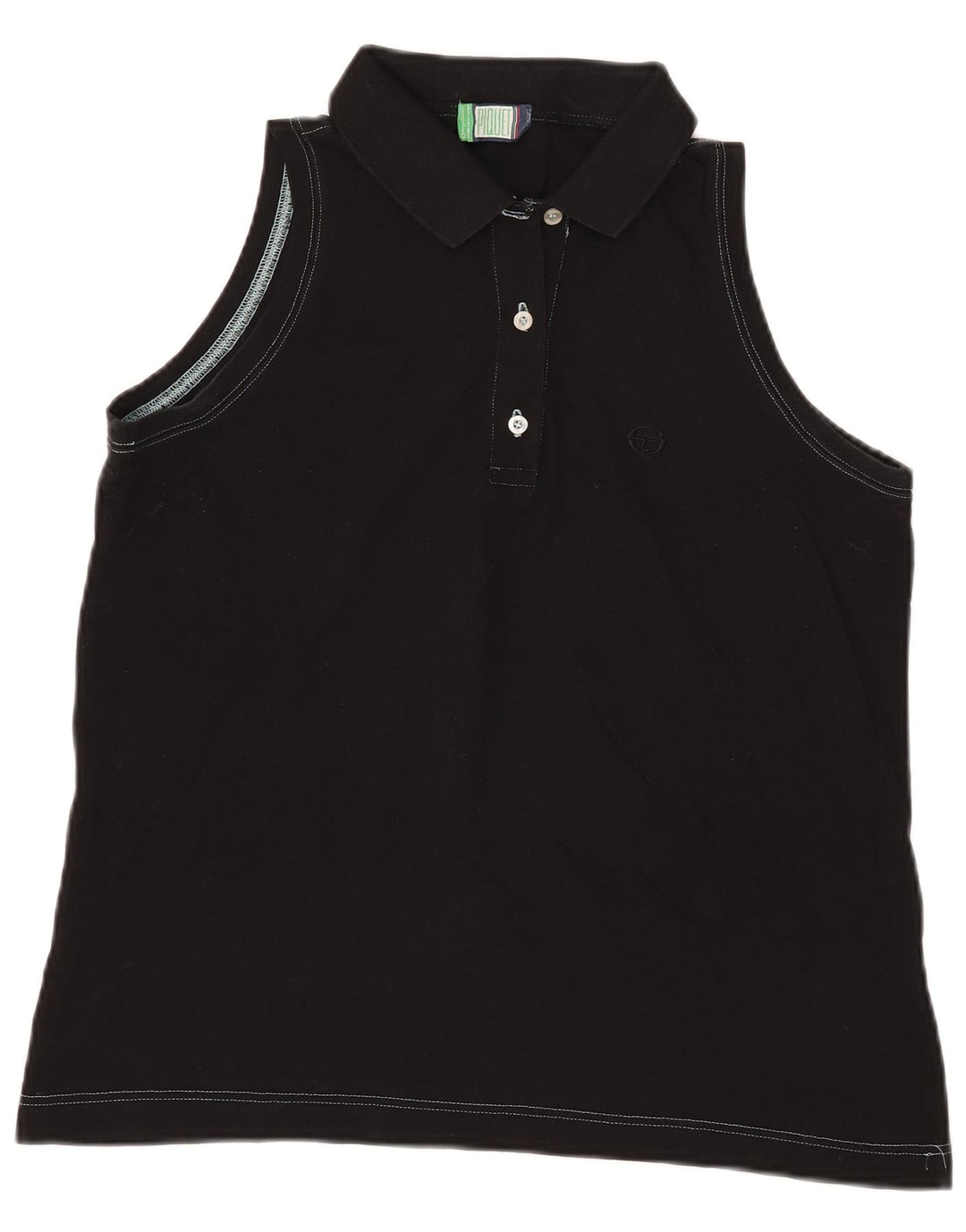 Camisa polo feminina sem mangas Sergio Tacchini Reino Unido 12 médio preto
