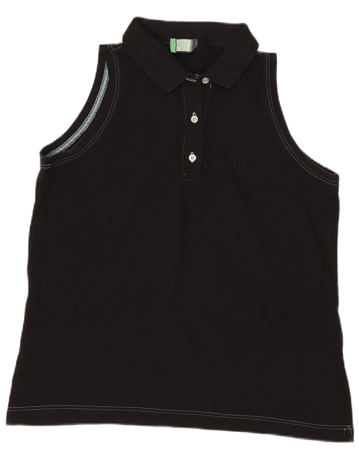 Camisa polo feminina sem mangas Sergio Tacchini Reino Unido 12 médio preto