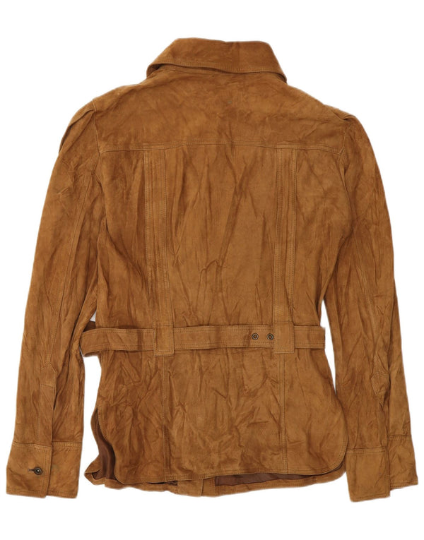 Jaqueta militar feminina de camurça VINTAGE IT 42 couro marrom médio