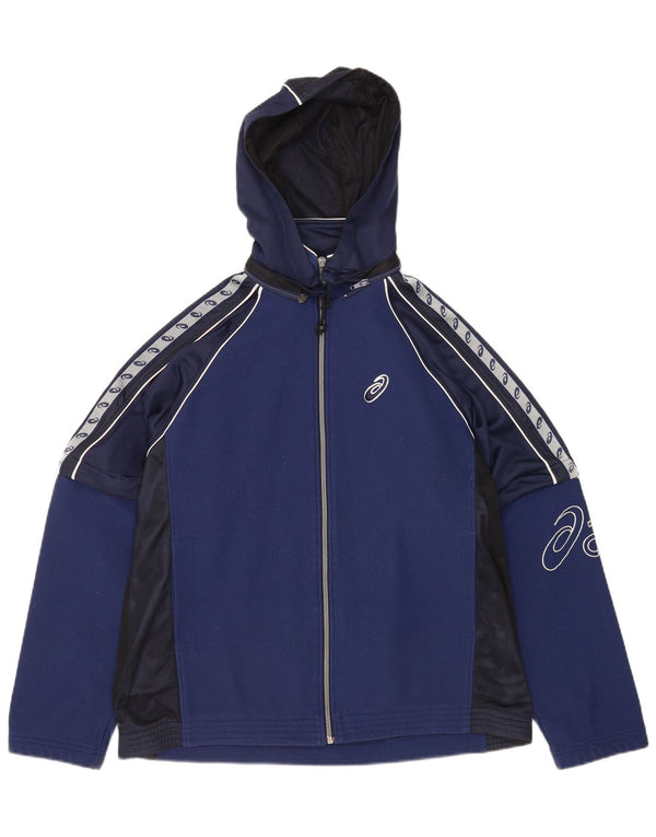 Jaqueta Asics masculina com capuz gráfico com capuz grande bloco colorido azul