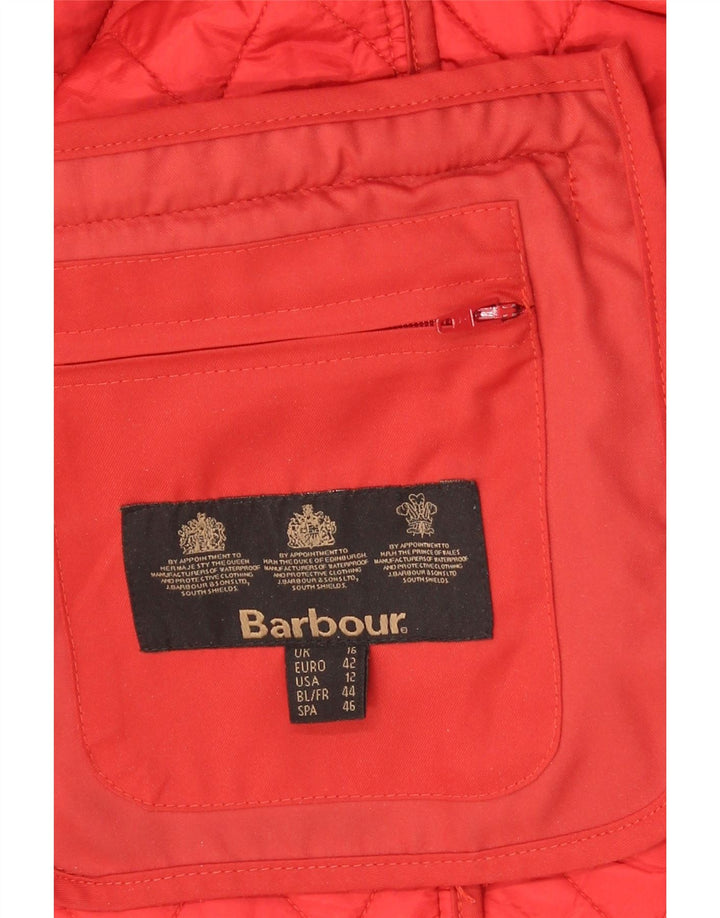 Jaqueta acolchoada feminina Barbour UK 16 grande poliamida vermelha