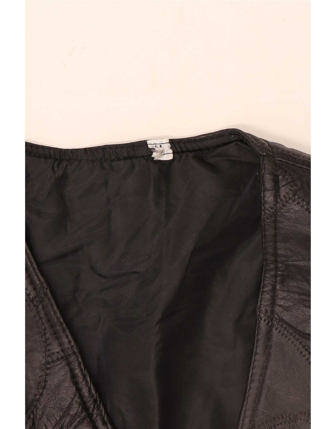 Colete de couro vintage masculino motorstyle médio preto patchwork
