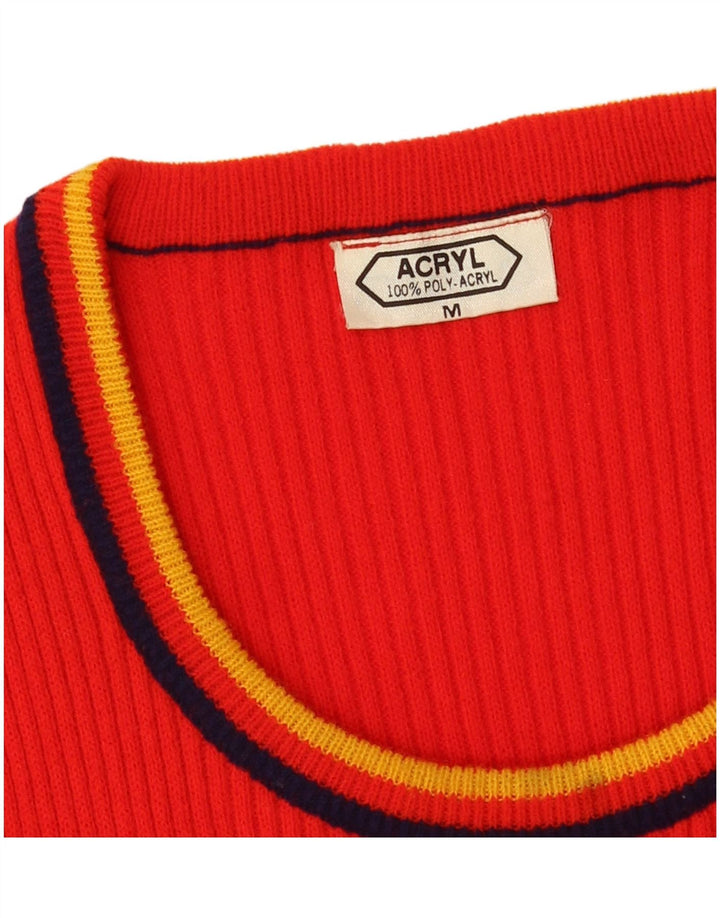 Colete feminino vintage regata UK 12 poliacrílico vermelho médio