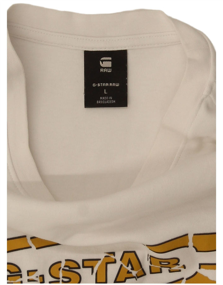 Camiseta gráfica masculina G-Star Top grande branco