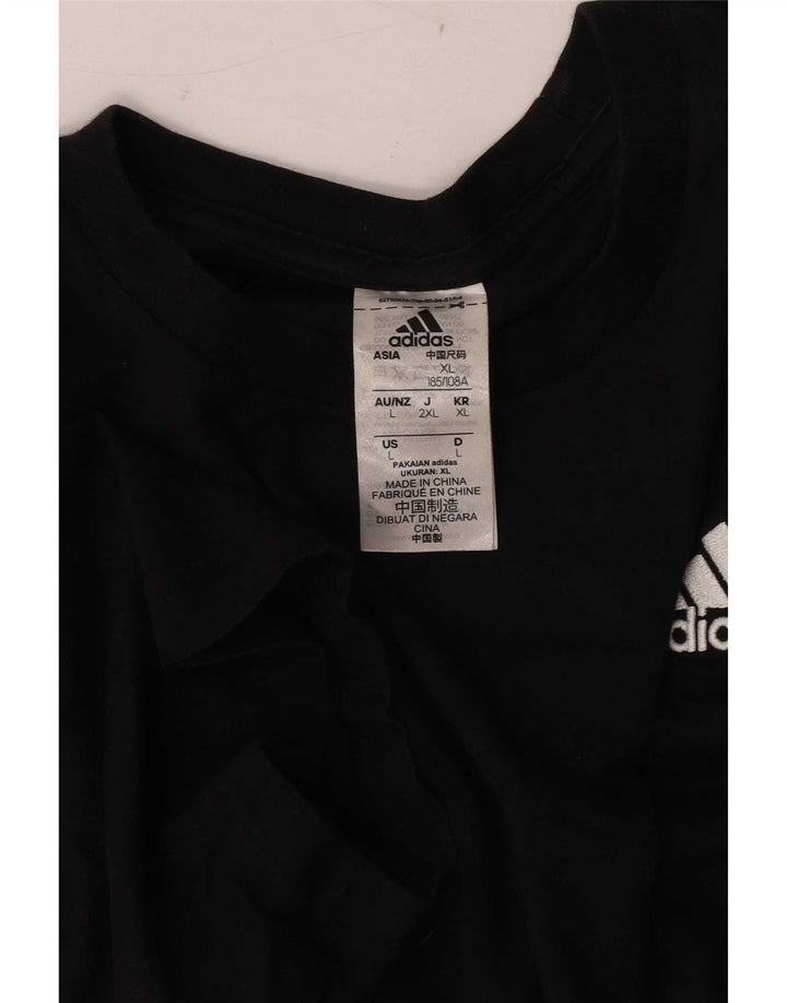Adidas Mens Camiseta Top Grande Algodão Preto