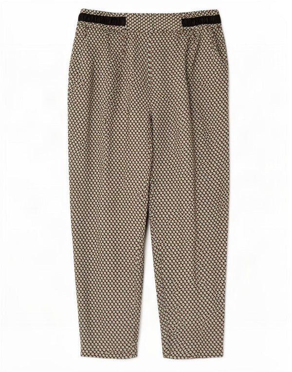 Zara Calça feminina cortada com cintura alta XL W32 L27 verde geométrica