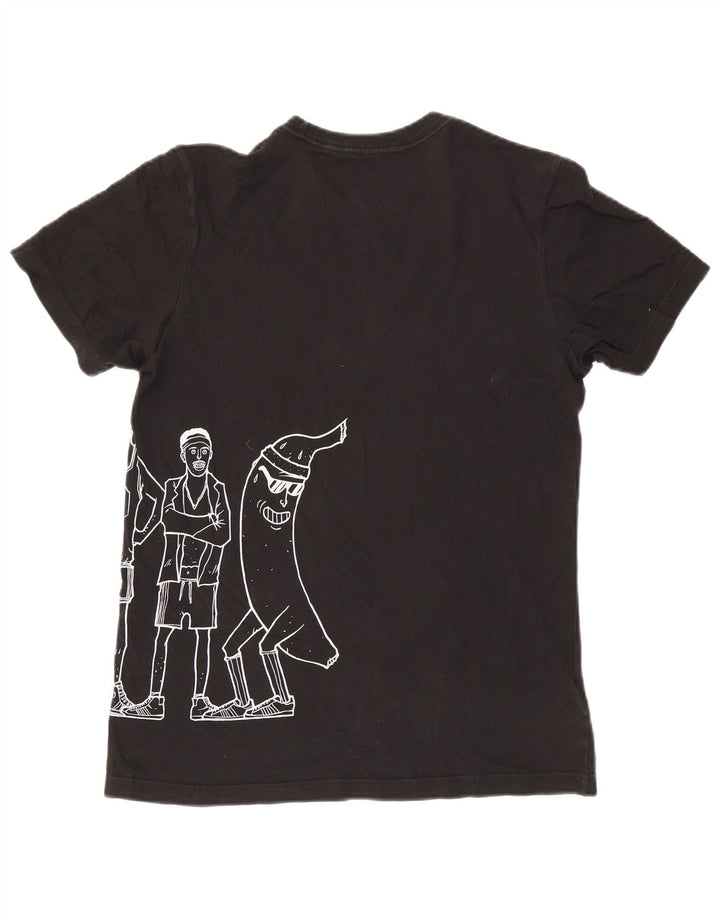 Adidas Mens Graphic T-Shirt Top Pequeno Algodão Preto