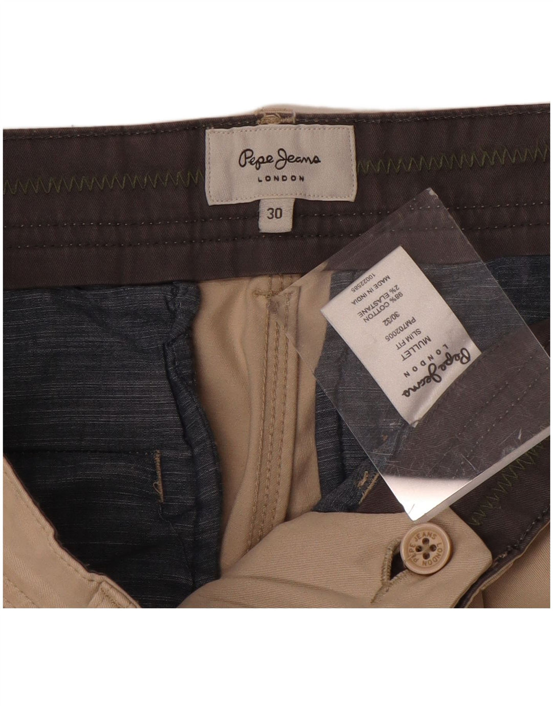 Calça chino reta feminina PEPE JEANS W30 L27 algodão bege