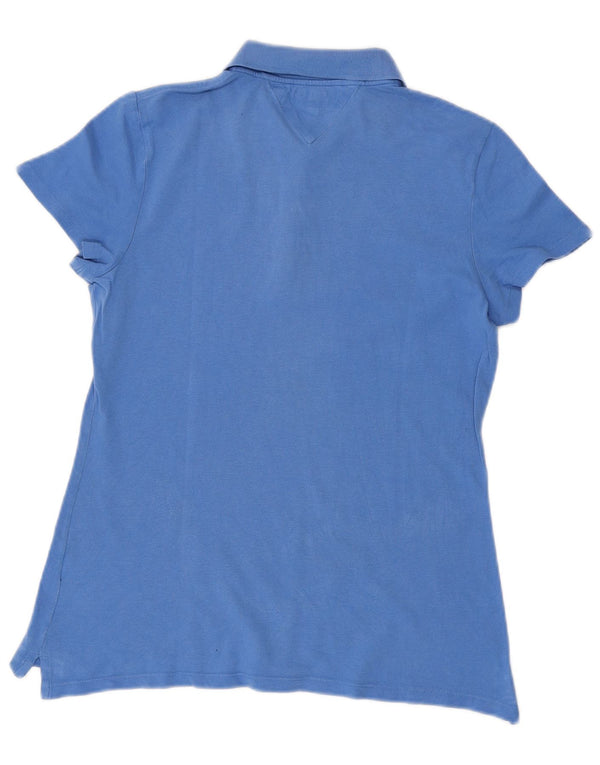 Camisa polo feminina TOMMY HILFIGER Classic Fit Reino Unido 12 Azul Médio