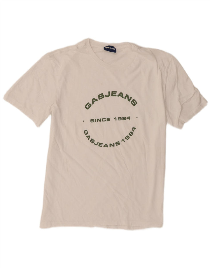 Camiseta gráfica masculina Gas Top Médio Branco
