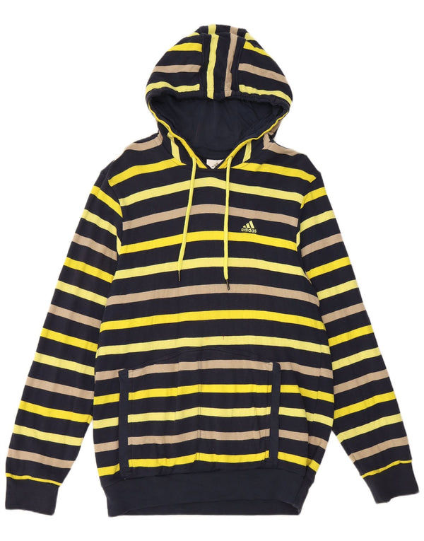 ADIDAS Mens Hoodie Jumper Grande Algodão Listrado Multicolorido