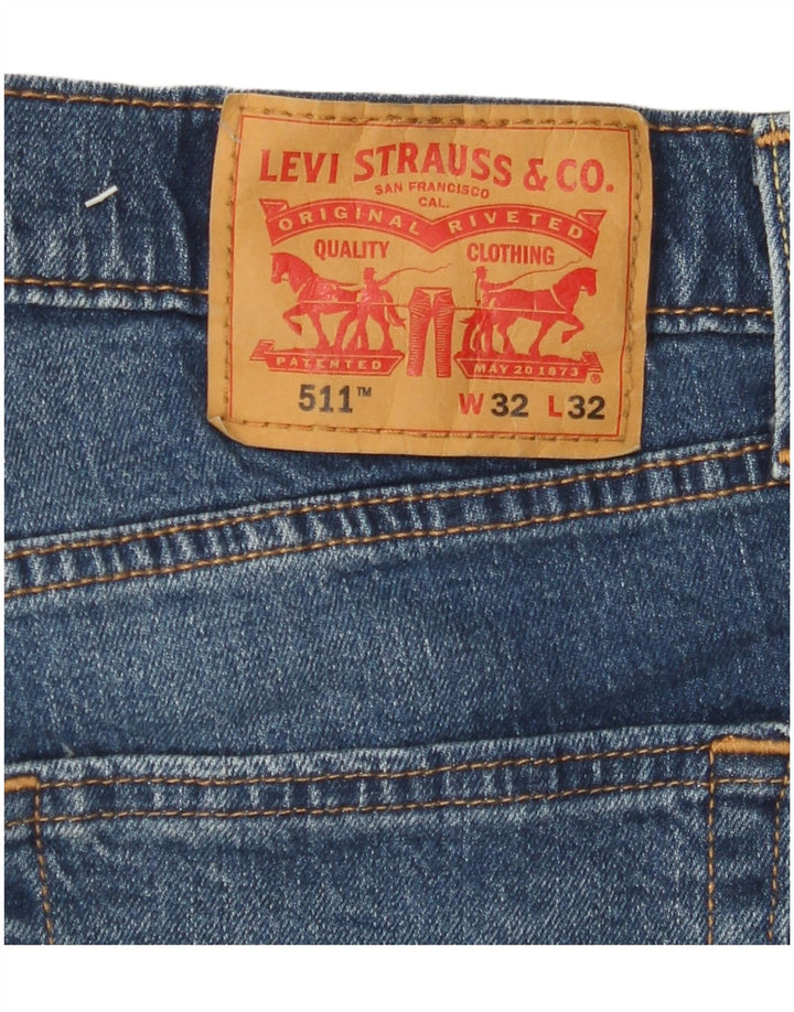 LEVI'S Masculino 511 Slim Jeans W32 L32 Azul Algodão