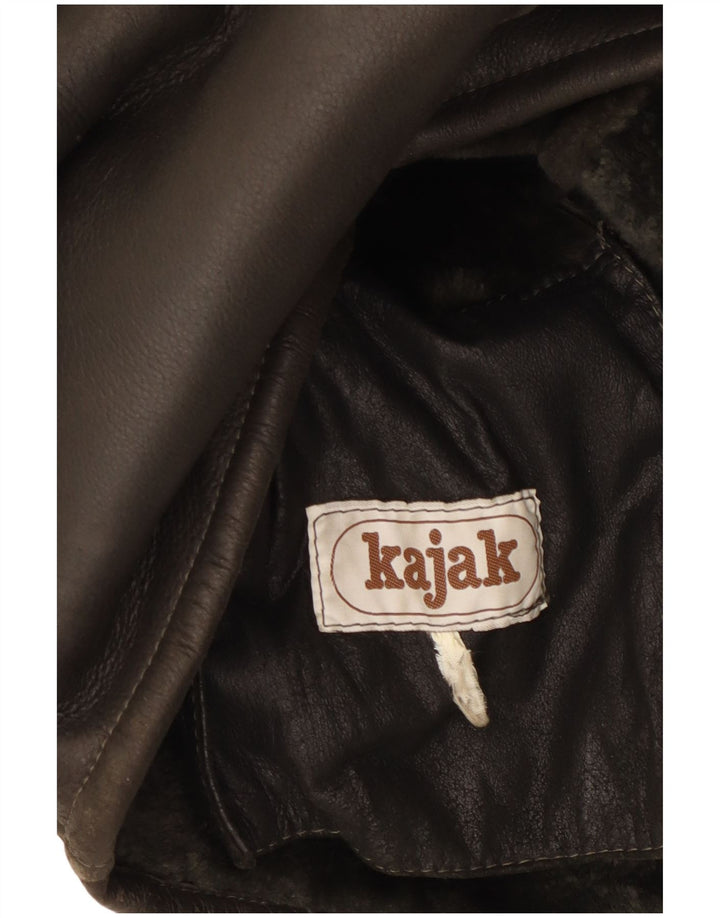 Jaqueta feminina VINTAGE Shearling UK 16 grande preta