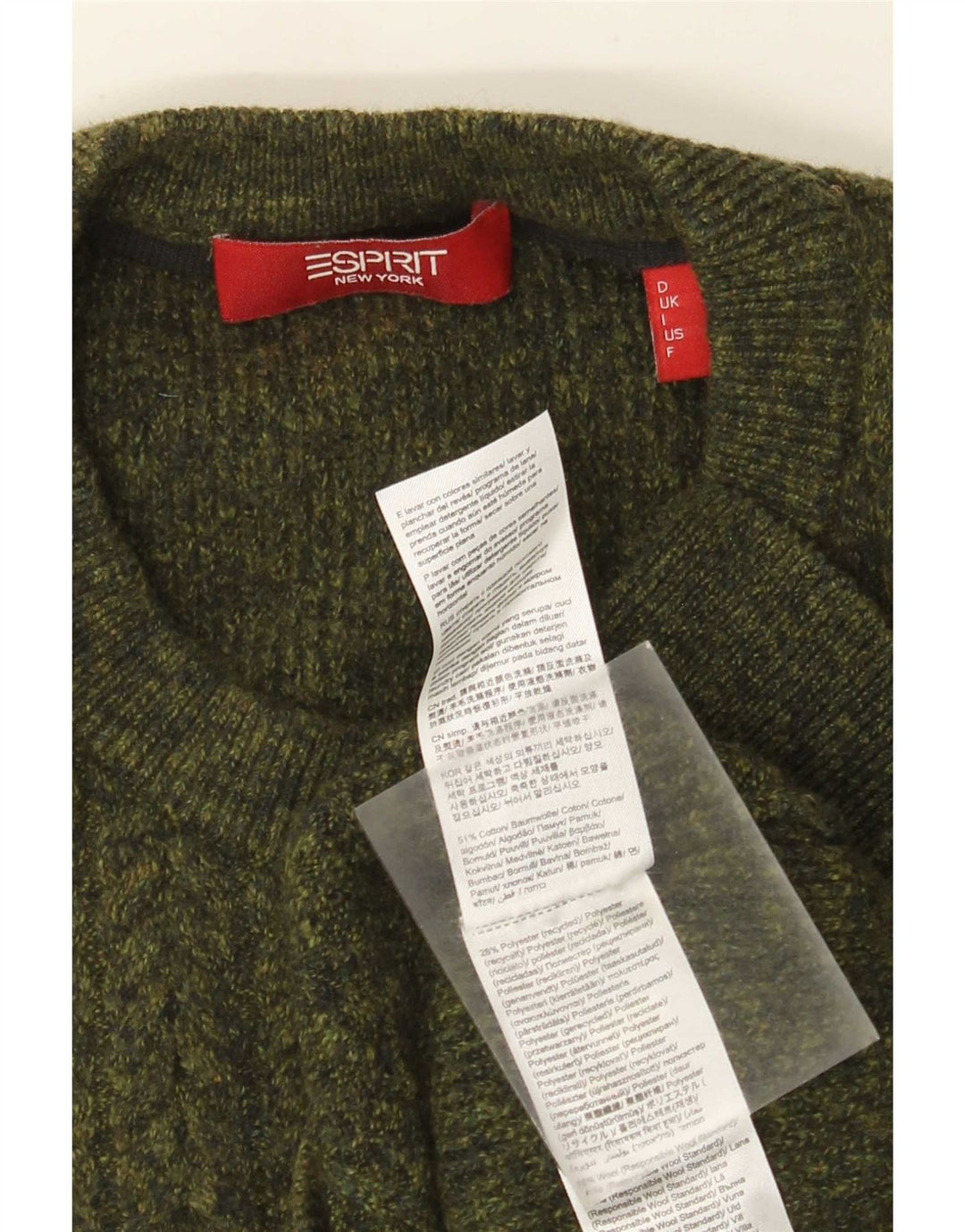 Suéter masculino Esprit com gola redonda e algodão cáqui médio