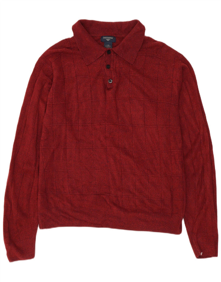 Suéter masculino DOCKERS com gola polo grande acrílico marrom