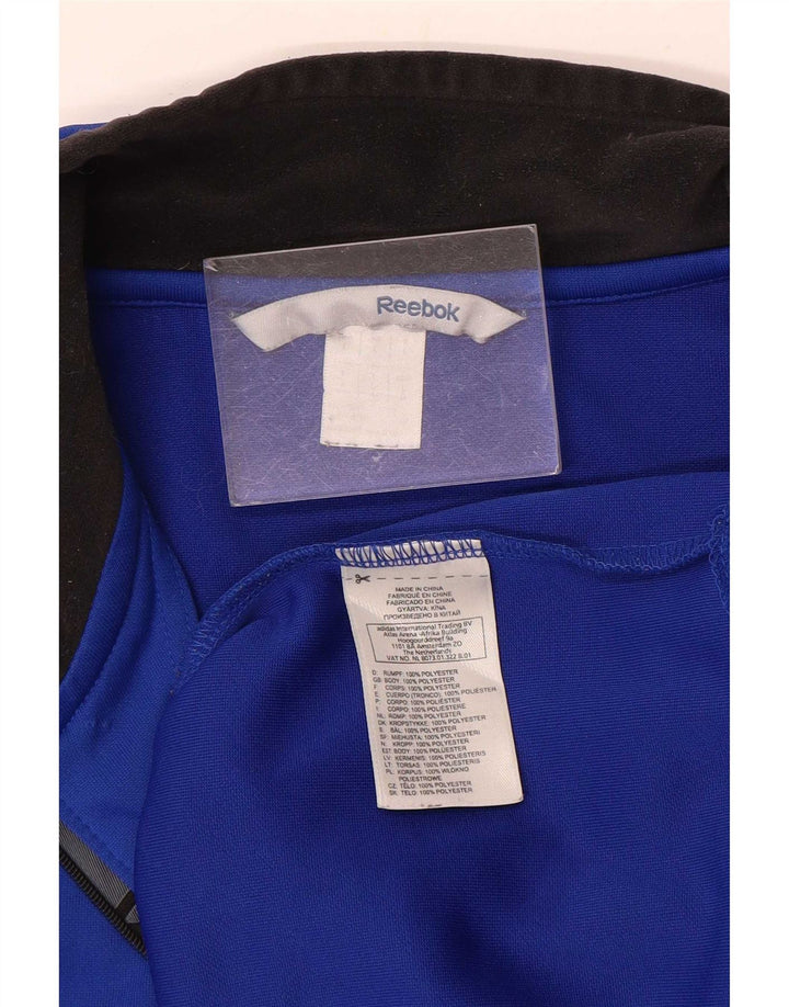 Reebok Mens Graphic Zip Neck Pullover Treino Top Grande Azul Poliéster