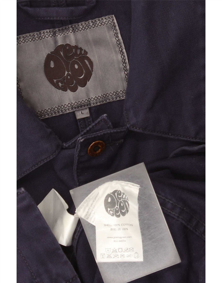 Jaqueta utilitária masculina Pretty Green UK 40 grande algodão azul marinho