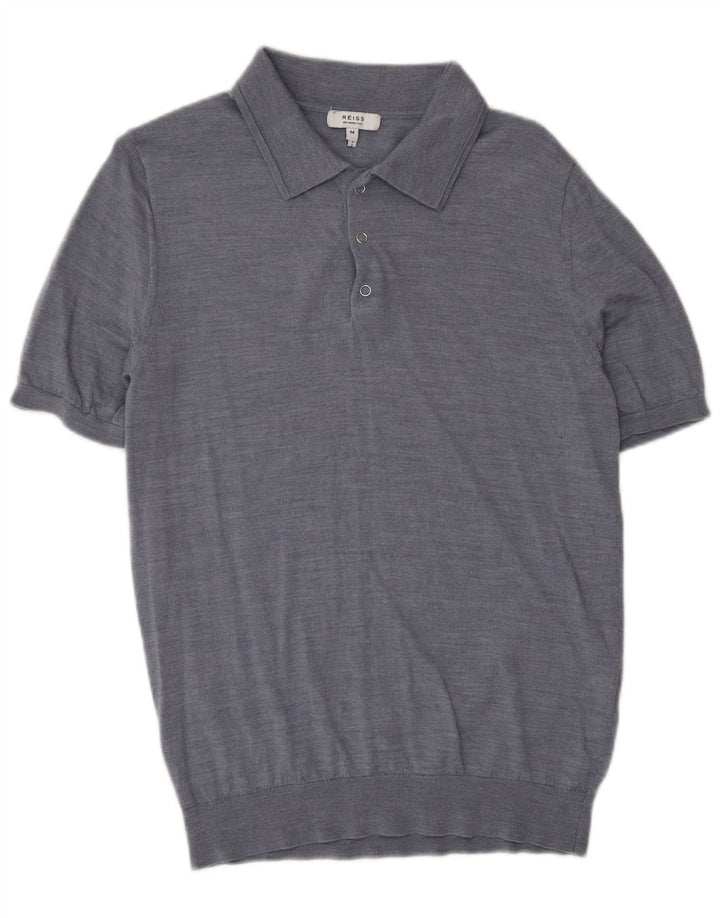 Camisa polo masculina Reiss lã azul médio