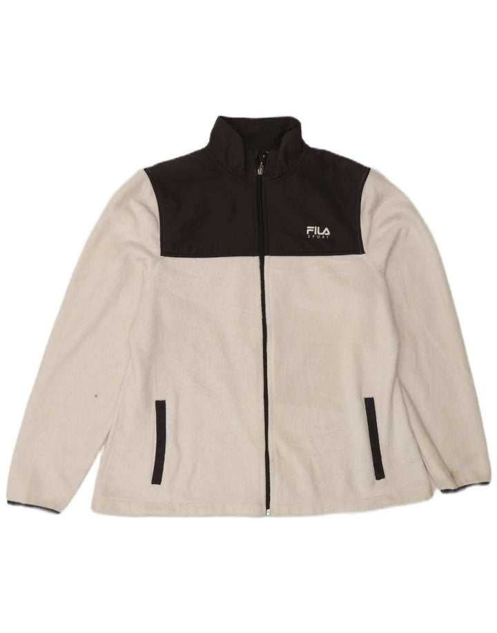 Jaqueta de lã feminina Fila UK 16 grande poliéster colorblock branco