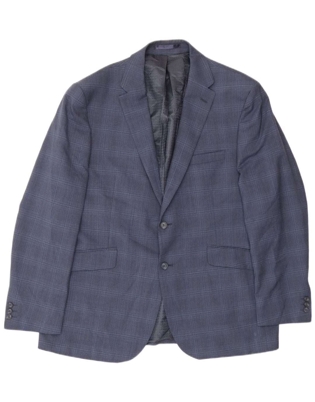 Jaqueta blazer masculina Pierre Cardin com 2 botões IT 56 3XL lã xadrez azul marinho