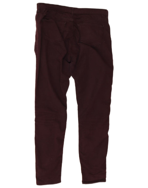 Topshop feminino revestido Leigh skinny jeans W30 L28 algodão borgonha