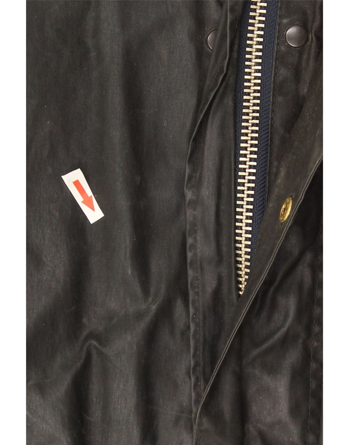 Casaco masculino de algodão encerado com borda Barbour Reino Unido 36 pequeno preto