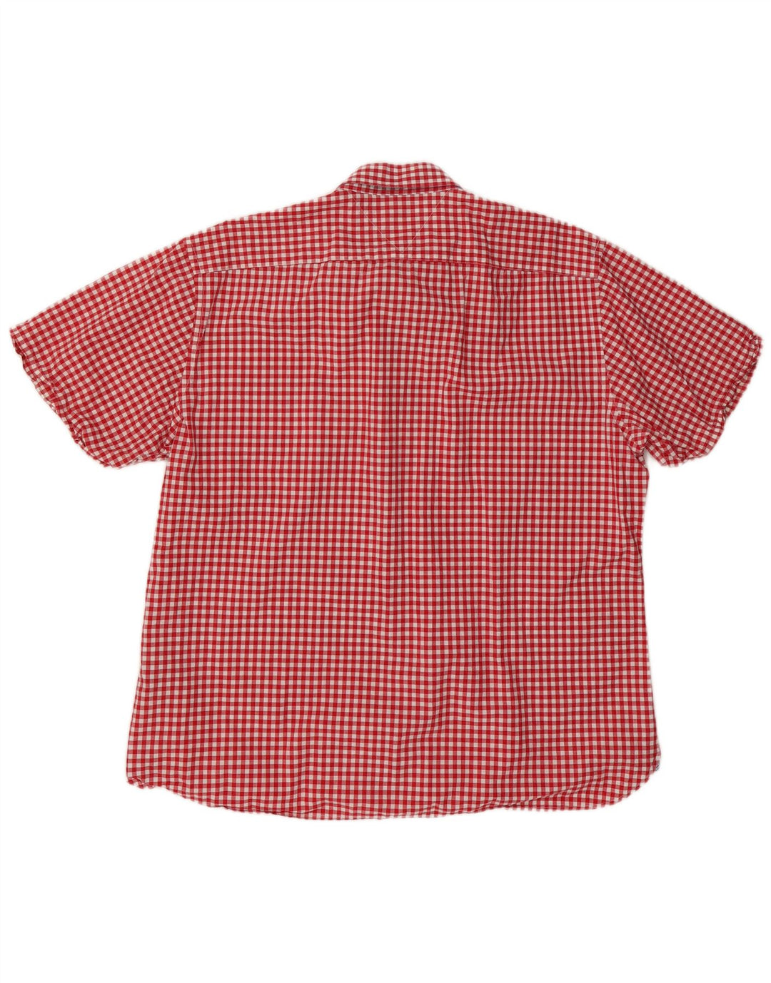 Camisa masculina TOMMY HILFIGER de manga curta com ajuste personalizado 2XL algodão vermelho guingão