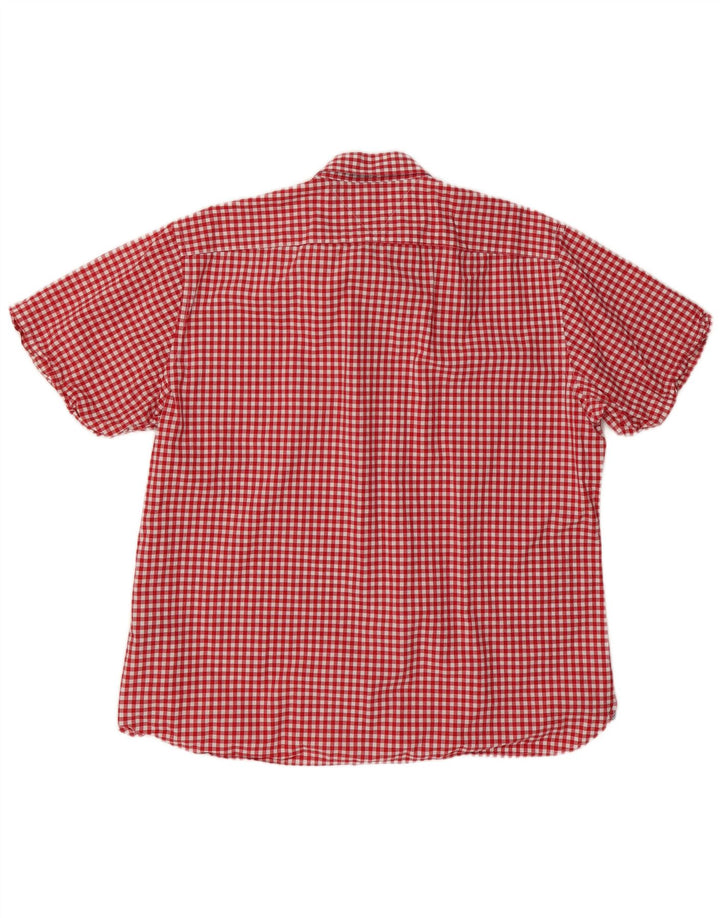 Camisa masculina TOMMY HILFIGER de manga curta com ajuste personalizado 2XL algodão vermelho guingão