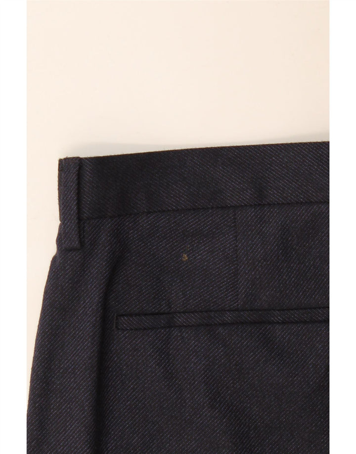 Calça masculina de ajuste regular Marks & Spencer W36 L29 poliéster azul marinho
