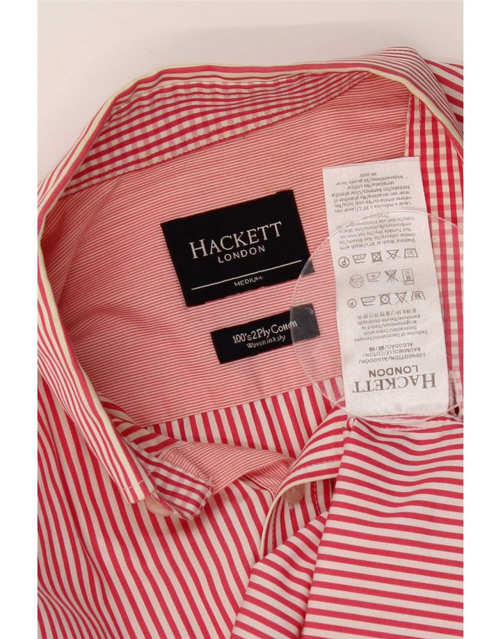 Camisa masculina Hackett de algodão listrado vermelho médio