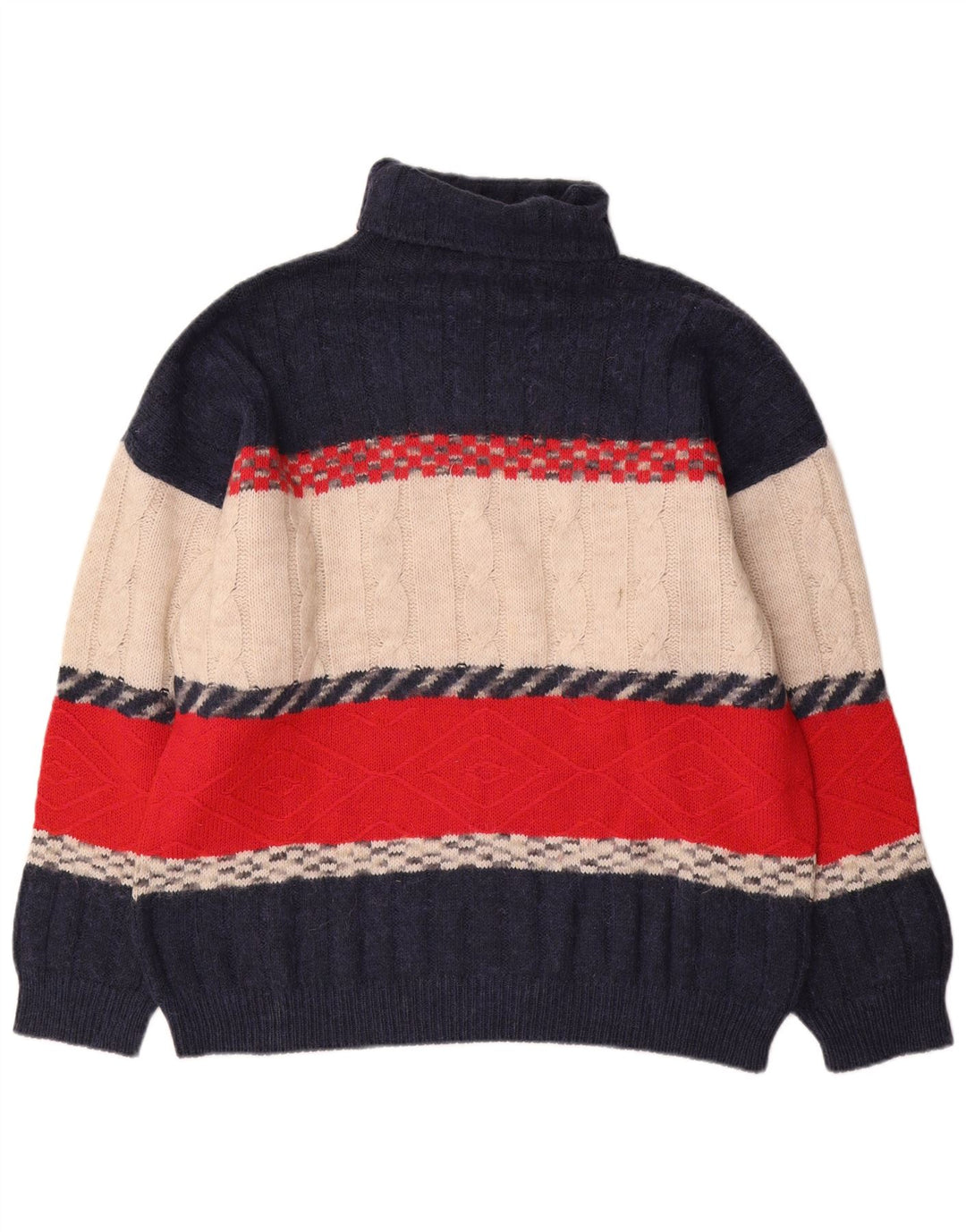 Suéter masculino Kappa com gola redonda XL azul marinho de lã colorblock