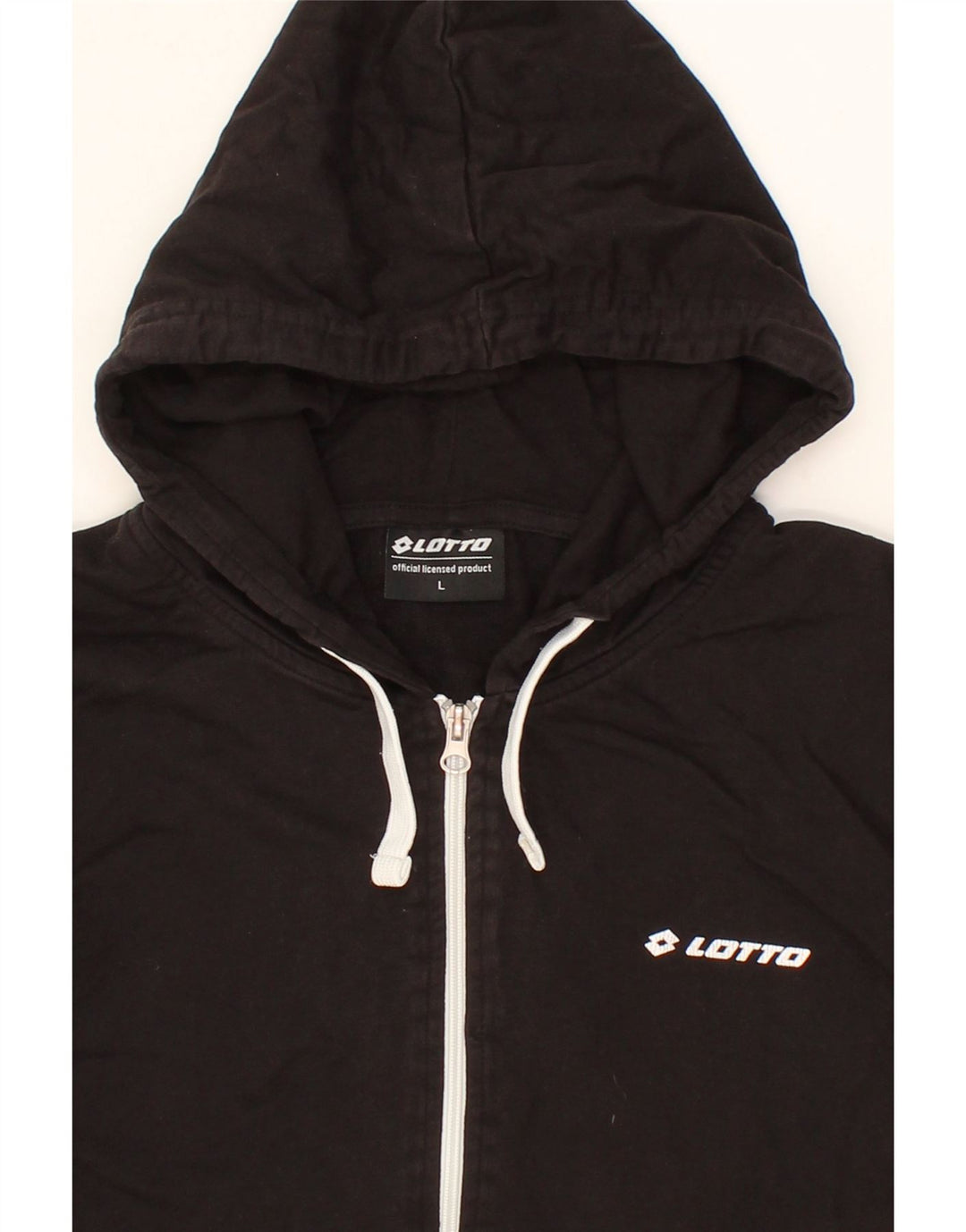 LOTTO Mens Zip Hoodie Sweater Large Black Cotton Vintage Lotto and Second-Hand Lotto from Messina Hembry 